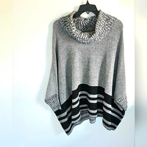 Anthropologie Maeve black white cape poncho sweater